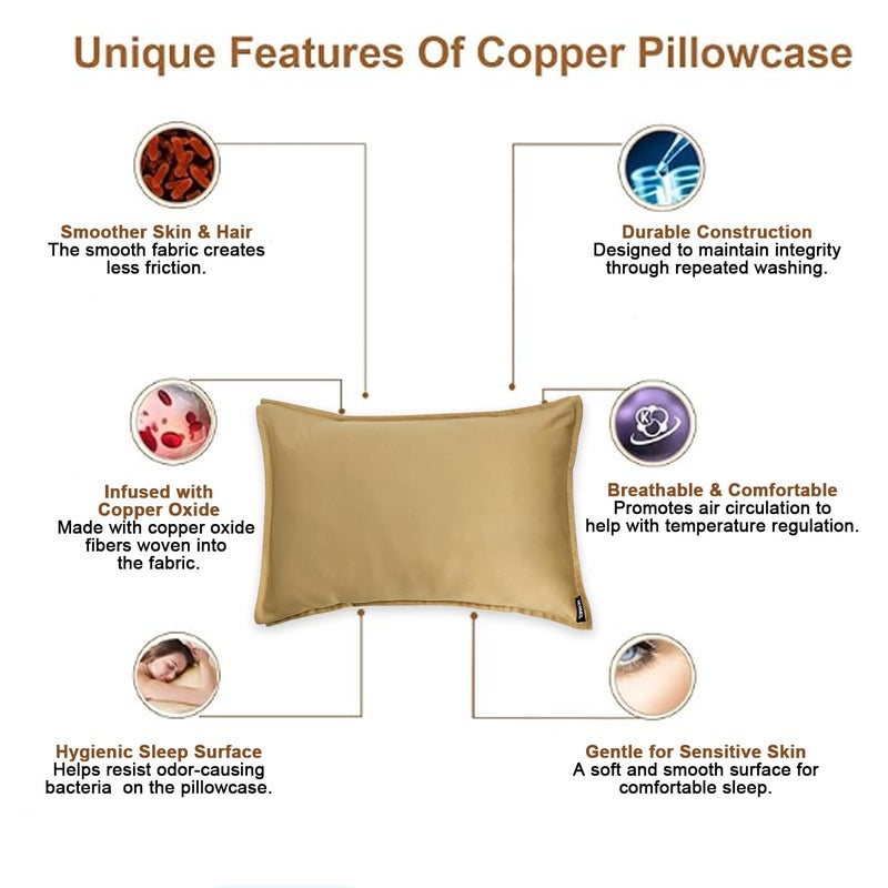 NEWMEIL Copper Pillowcase with 100% Copper Oxide Fiber, Prevents Crow's Feet, Forehead Wrinkles, Fine Lines & Hair Smooth, Silk Like Soft Pillow Cover for Mum Daughter Girlfriend (18.5 in Ã— 27.5 in) (1 pcs) - Image 5